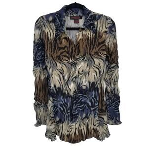 3/$25 Pleats Collection by Pings Imports‎ Blouse M Womens Abstract Animal Print